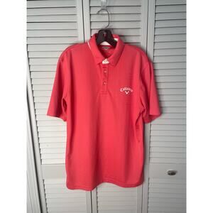 Callaway logo golf polo shirt short sleeve coral pink men's size medium
